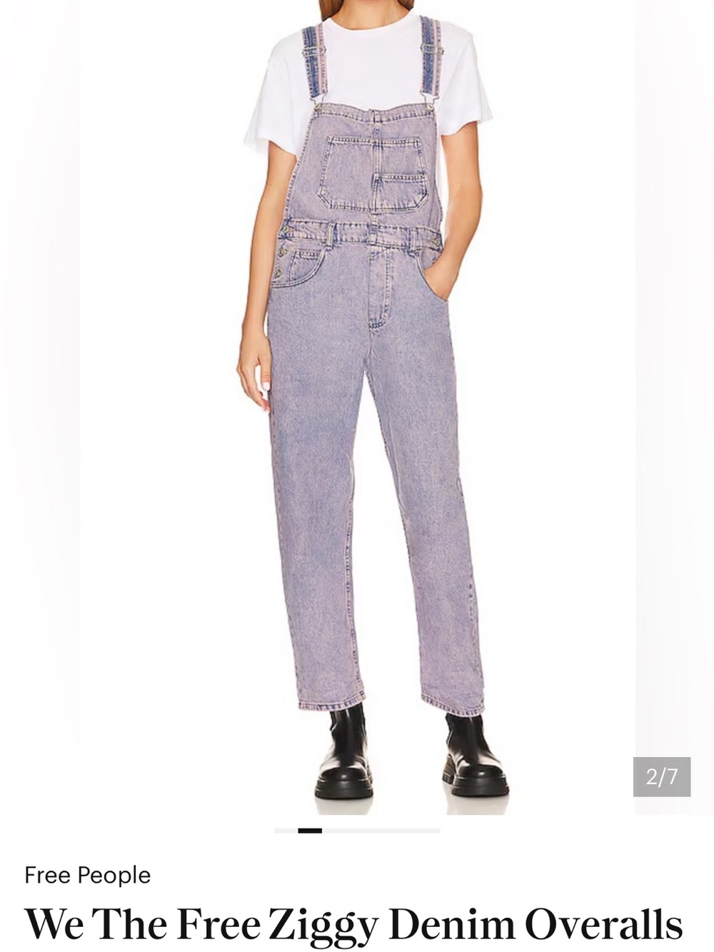Free People Lavender Wash Denim Overalls